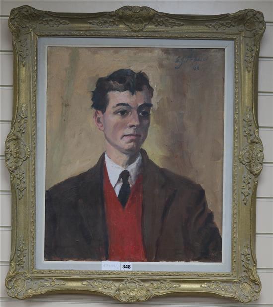 Eric Proctor, oil on canvas, portrait of Edwin Ambrose, signed and dated 66, 24 x 20in.